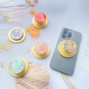 Magnetischer Telefonhalter Natürliche Muschel Legierung Faltbarer Expandierender Griffständer Runder Irisierender Handyring Buchse Halterung Desktop Unterstützung