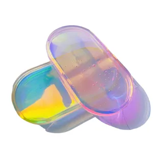 Modernes Set aus schillernden Acryl-Tabletts für Schmuck und Untersetzer