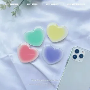 Ins Gradient Heart Shaped Expandable Airbag Phone Stand Adhesive Gel Mobile Finger Tok Mount Desktop Bracket For Smartphone Grip Accessory