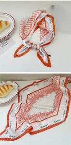 70cm Pleated Square Scarf Women Spring Summer Fashion Decorative Printed Neck Scarf