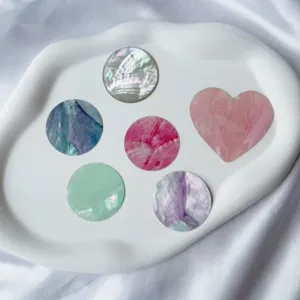 Tranches de Coquillage Naturel en Nacre Rond Coeur Breloques pour Bijoux DIY Finition Brillante Mate Irisée Stickers