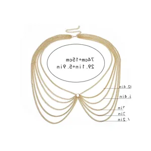 Goldene mehrschichtige Körperkette Taillenschmuck Vintage Stil Damen Mode Accessoires.