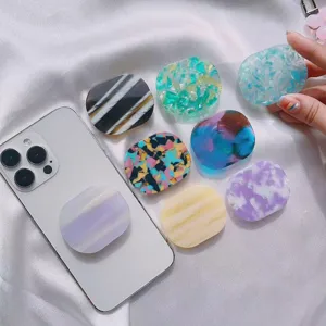 Supporto Universale Pieghevole in Acetato per Cellulare Presa Estensibile Arcobaleno a Righe Marmorizzato per Smartphone