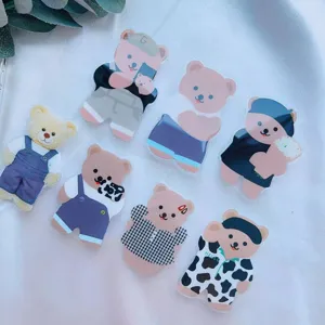 Set aus sieben süßen Bären-Handygriffen aus Acryl, ausziehbare Halterungen für Smartphones