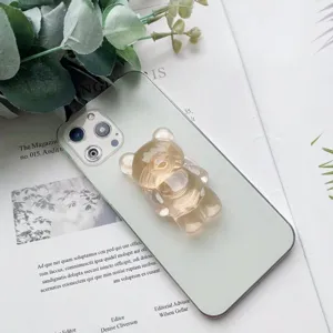 Supporto per telefono pieghevole a forma di orsetto ambra trasparente per cellulare