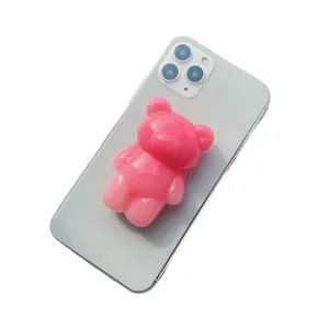 Lindo soporte plegable para teléfono con diseño de oso rosa degradado para móviles