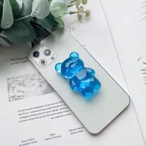Vista dettagliata del supporto per telefono a scomparsa a forma di orsetto blu