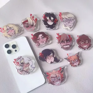Cartoon Anime Acrylic Painted Resin Expandable Phone Grip Stand Graphic Illustration Character Desktop Mobile Support Stand For Women Men Phone Decor