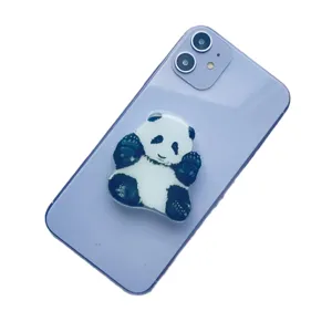 Cute panda acrylic folding phone grip holder stand for universal smartphones in white