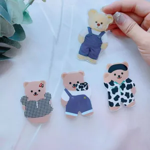 Süßer Cartoon Bär Acryl Erweiterbarer Telefonständer Universeller Zusammenklappbarer Griff Desktop Handyhalter Halterung Für Smartphone