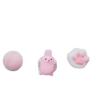 Set of cute pink cartoon rabbit and cat paw squishy expandable phone grips for smartphones