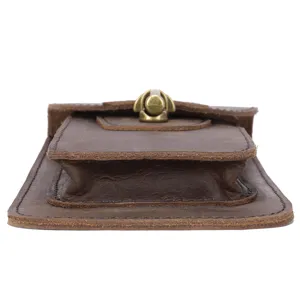 Vintage Genuine Leather Men Waist Bag Multi-Functional Retro Cell Phone Pouch Outdoor Utility Chest Hip Bag