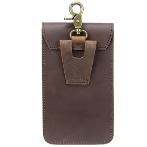 Vintage leather phone holster waist bag for men outdoor multi-functional pouch main view