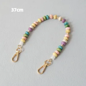 Colorful 37cm acrylic beaded strap with gold lobster clasps for bags or phones
