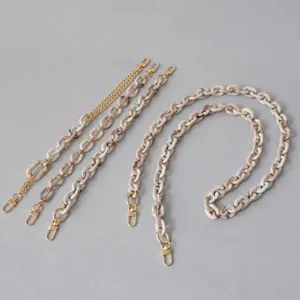 Catena in Resina Acrilica Marmo Beige Con Maglie in Metallo Dorato Tracolla per Borsa Accessorio per Catena Del Telefono