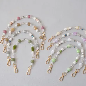 Fashion Acrylic Beaded Bag Strap Colorful Resin Bead Phone Chain Replacement Accessory With Gold Metal Lobster Clasp