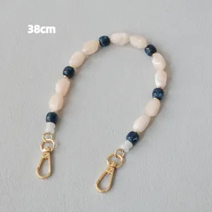 Bandoulière en perles acryliques de 38cm avec fermoirs dorés pour sacs ou téléphones