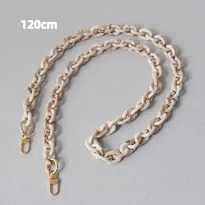Tracolla a catena da 120cm in resina effetto marmo beige con fermagli in metallo oro