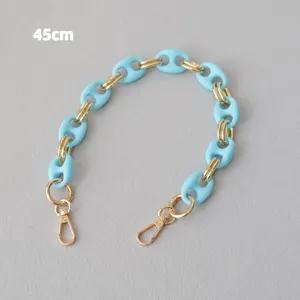 45cm hemelsblauwe matte acryl mariner schakelketting voor tas met gouden ringen