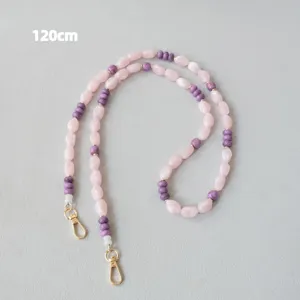 Bandoulière en perles acryliques rose et violet de 120 cm pour sac ou téléphone