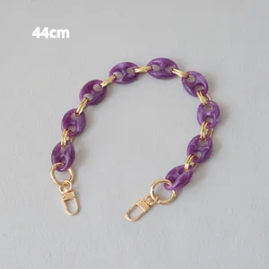 Close-up of 44cm retro purple marbled resin pig nose chain strap for bags or phones