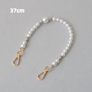 Elegante catena di perle acriliche da 37 cm con fermagli a moschettone dorati per borse
