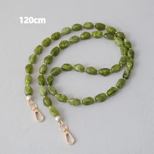 120 cm groene gemarmerde acryl kralenketting met gouden metalen sluitingen