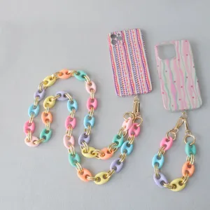 Cadenas de resina de colores para móvil con eslabones de caramelo para bandolera