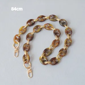 84cm tortoiseshell resin chain strap with gold pig nose links for bags