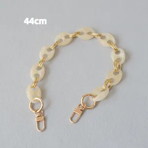 44cm retro resin pig nose chain strap with gold metal rings for handbags