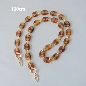 Detailed view of 120cm amber resin and gold metal pig nose chain strap accessory