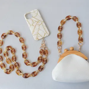 Vintage amber resin pig nose chunky chain strap for handbags and mobile phones decoration
