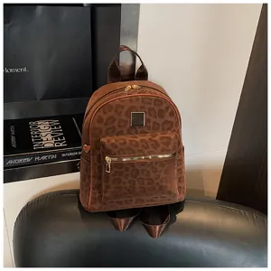 Retro-Rucksack für Damen mit Leopardenmuster, luxuriösem Design und viel Platz