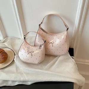 Sac Bandoulière Mini À Nœud Et Pois Doux Pour Femmes Enfants Sac À Main Sous Le Bras En Cuir PU Style Coréen Petit Sac À Accessoires