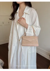 Elegante borsa a busta in paglia intrecciata retrò da donna dal design minimalista