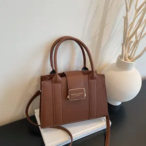 Women Urban Minimalist PU Tote Bag Litchi Texture Large Capacity Diaper Bag Double Handles Adjustable Long Shoulder Strap Magnetic Closure Elegant Fashion Commuting Handbag Crossbody Bag For Everyday