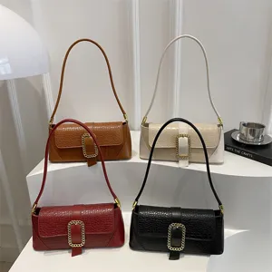 French style stone pattern baguette shoulder bags in four elegant colors