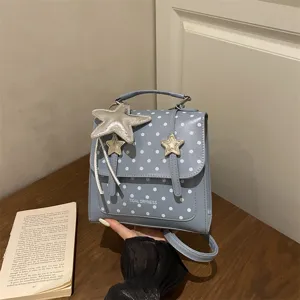 Mode Pünktchen PU Leder Damen Rucksack Urbaner Minimalismus Klein Klappe Schultasche Frisch Lässig Handtasche Schultertasche