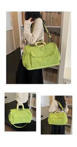 Large capacity travel duffel bag light green casual outdoor sports fitness luggage bag for women