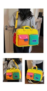 Bolso de viaje de bloques de color con múltiples bolsillos, bolsa de deporte ligera y práctica.