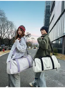 Large capacity travel duffel bag outdoor fitness gym bag with dry wet separation for sport.