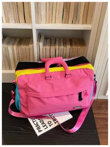 Borsa da viaggio fitness espandibile color-block grande capacità borsa a tracolla yoga