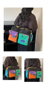 Bolsa de viaje colorida con múltiples bolsillos, bolso de hombro ligero para mujer viaje