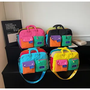 Bolso de viaje colorblock con múltiples bolsillos, gran bolsa deportiva casual de fin de semana.