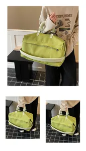 Lightweight canvas travel duffel bag, casual large capacity shoulder luggage bag for daily use.