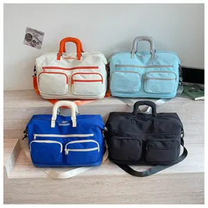 Large capacity travel duffel bag short trip handbag multi pocket fitness luggage bag