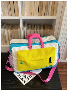 Borsone da viaggio color-block grande capacità borsa da palestra fitness alla moda per tutti