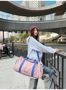 Large capacity travel duffel bag waterproof gym bag for women and men pink fashion weekender bag