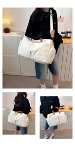 Grote canvas reistas duffel voor dames, lichtgewicht casual fitness schoudertas model.