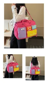 Bolso de viaje colorido para mujer, bolsa de lona grande con prácticos bolsillos frontales muy útiles.
